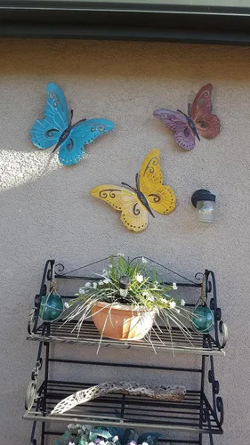 Vista 6 de Superdream Arte decorativo de pared decorativo de mariposa de metal 3D inspirado en la naturaleza para colgar en interiores o exteriores