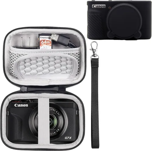 Vista 9 de Carrying Case for Canon PowerShot G7X Mark III/ G7X Mark II/SX740/SX730/SX720/SX620/G7X Digital Camera, Extra Mesh Pocket for Charging