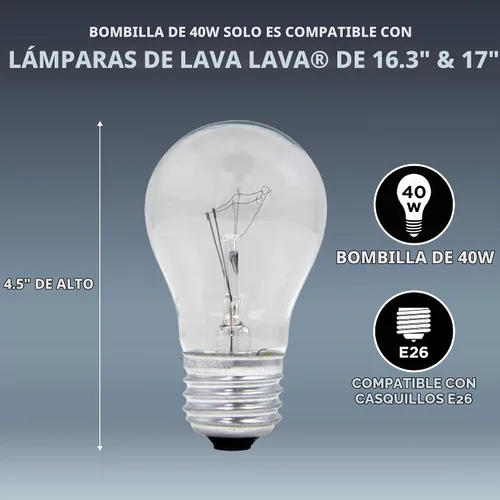 Vista 2 de Lava 5032-6 - Bombilla de repuesto de 40 W, artículo #5032, 2 unidades (paquete de 1), transparente