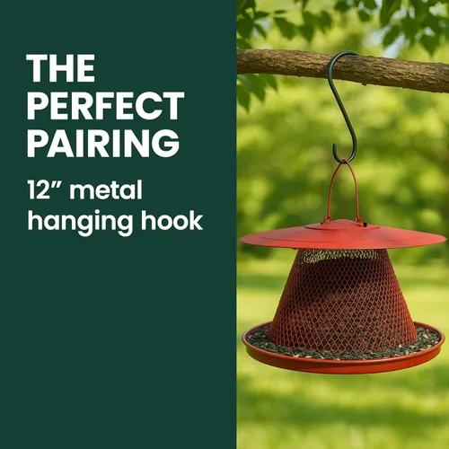 Vista 11 de No/No Red Cardinal c00322 alimentador de aves, Paquete de 1, Rojo Holds Up to 15 Birds Simultaneously, Metal Hanging Feeder for Outdoors, Mesh