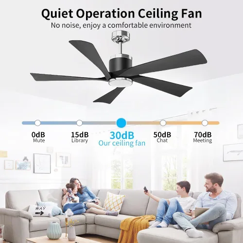 Vista 2 de TXCSLY - Ventilador de techo negro moderno de 52 pulgadas con luz y control