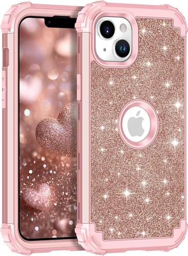Vista 48 de LONTECT Funda para iPhone 15 Plus con purpurina brillante 3 en 1, a prueba de golpes, resistente, híbrida, resistente, funda protectora de alto