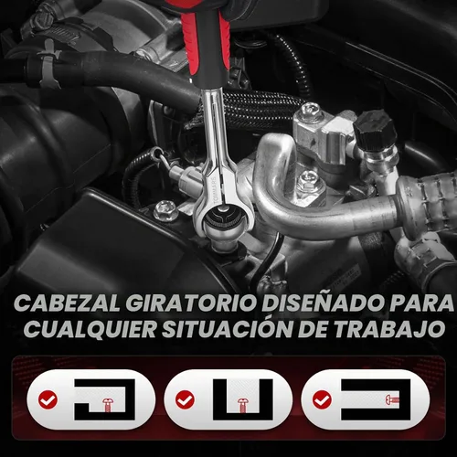 Vista 3 de TOMMARS Cabeza giratoria 1/2 "Drive Ratchet Roto Socket Wrench Herramienta