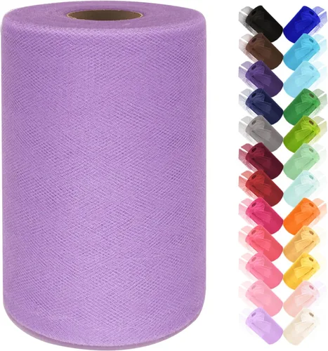 Vista 9 de Rollo de tela de tul de 6 pulgadas por 100 yardas (300 pies) cinta de tul malla transparente para bricolaje, falda tutú, envoltura de regalos, boda
