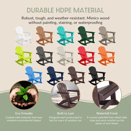 Vista 76 de WestinTrends Silla mecedora Malibu de poliéster para exterior/patio Adirondack, Negra
