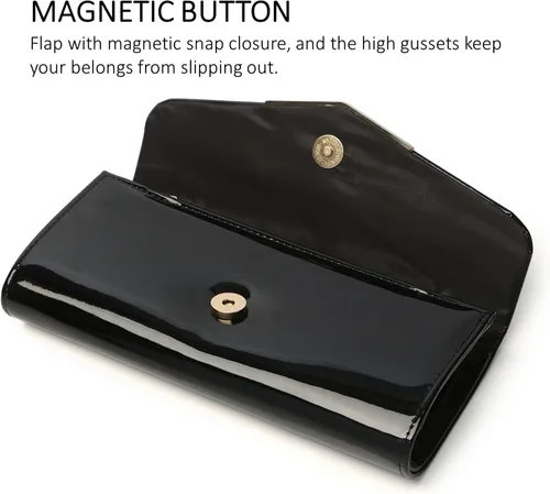 Vista 8 de Bolso de mano de cuero de charol para mujer, elegante bolso cruzado para el hombro, bolso para Navidad, boda, fiesta, baile de graduación
