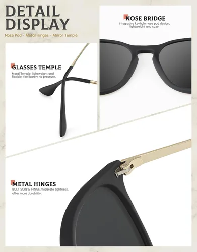 Vista 3 de ANYLUV Gafas de sol polarizadas para mujer, ligeras, redondas, con protección UV, paquete de 3