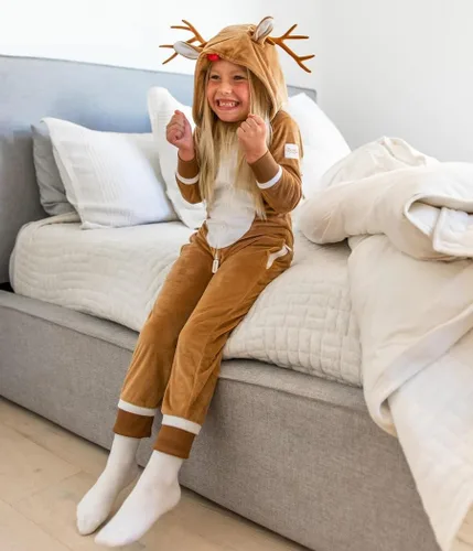 Vista 7 de Tipsy Elves Rudolph The Red Nosed Reno Mono - Lindo Mono de Rudolf Marrón Fiesta Animal Mono para la Familia