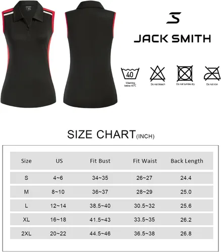 Vista 4 de JACK SMITH Polo de golf sin mangas para mujer con cuello con cremallera para mujer, secado rápido