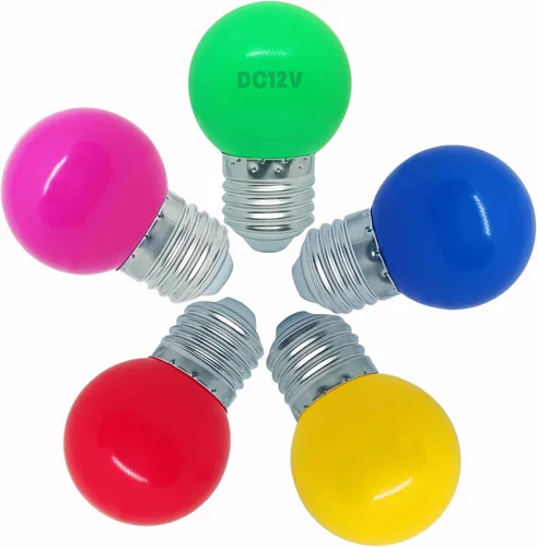 Vista 9 de Bombilla de luz CC de 12 V, bombillas LED de bajo voltaje, verde de 1 W G14 G45 Mini Globe E26, luces nocturnas de colores, equivalente a 10 W