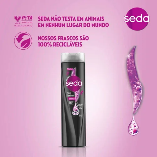 Vista 6 de Seda - Linha Pretos Luminosos - Champú 325 Ml - (Seda - Colección Black Shine - Champú 11 Fl Oz)