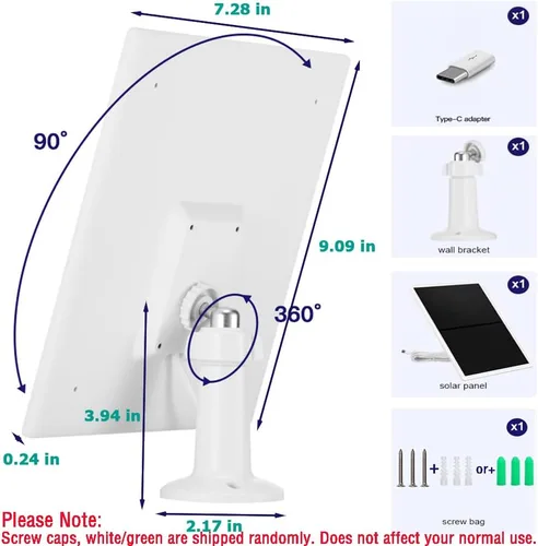 Vista 5 de Cargador de panel solar para cámaras de seguridad al aire libre, 10 W, CC 5 V, compatible con cámaras de batería recargable micro USB y tipo C