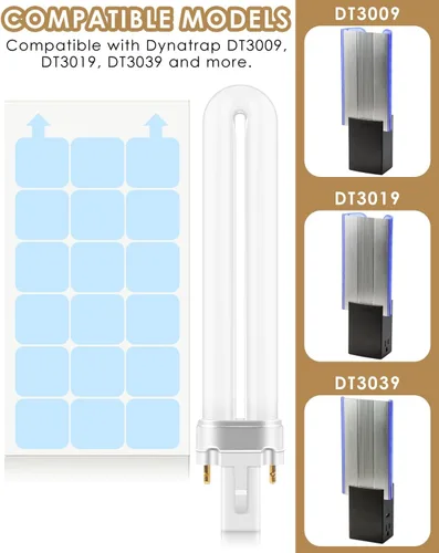 Vista 8 de TINDTOP 9W 21050 Bombillas y kit de placas de pegamento de repuesto para Dynatrap Tableros de pegamento azul