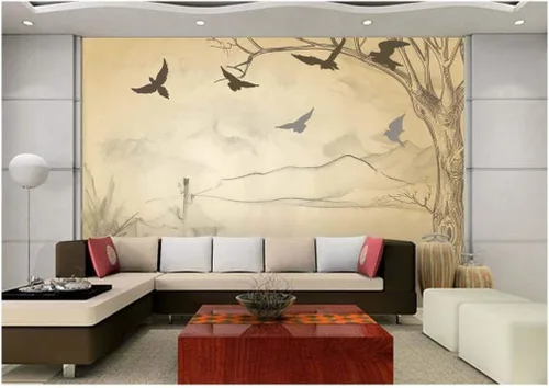 Vista 21 de Mural de pegatina removible para decorar el hogar Bonito árbol de cerezo en flor