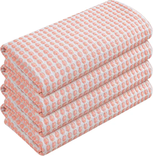 Vista 31 de TWINY threads Juego de toallas de cocina con diseño de diamante, 100% algodón, trapos grandes y trapos de lavado, absorbentes de secado rápido