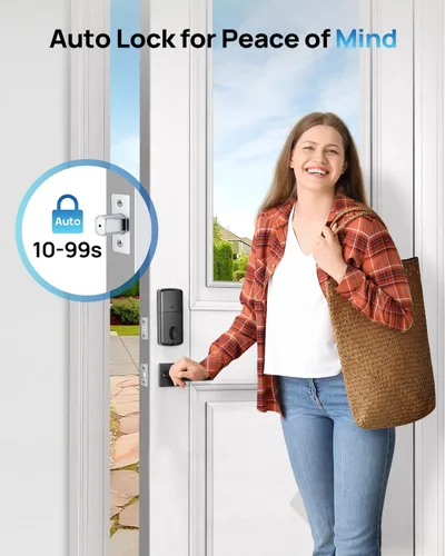 Vista 5 de Juego de cerradura inteligente de puerta de huellas dactilares con control de aplicación: entrada sin llave, bloqueo automático, teclado electrónico