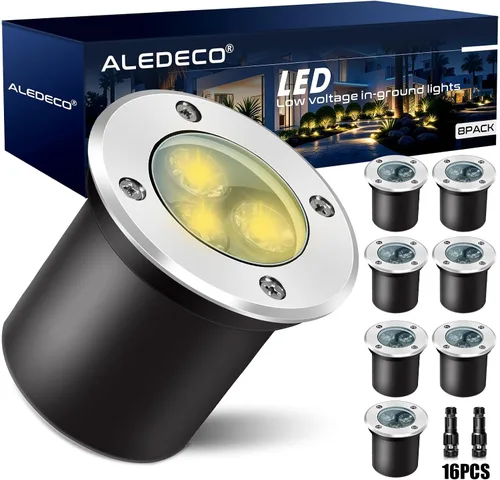 Vista 11 de Paquete de 4 luces LED de bajo voltaje de 3 W y 12 V, luz LED de paisaje impermeable IP67 luces de camino para exteriores, focos de árboles