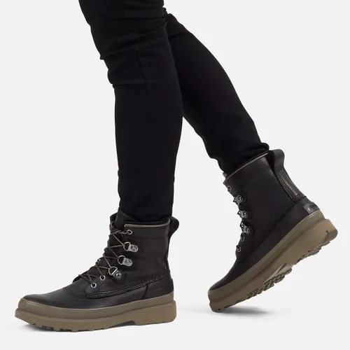 Vista 6 de SOREL Botas Caribou Street para hombre, botas de lluvia de cuero impermeables, Negro, 13