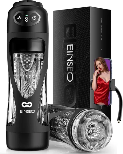 Vista 14 de EINSEO AI Sync Masturbador Masculino Juguetes Sexuales para Hombres - Juguetes Sexuales Masculinos para Adultos con 7 Modos de Empuje y 7 Modos