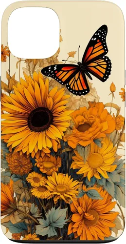 Vista 7 de Vintage Sunflower and Monarch Butterfly Case for iPhone 17