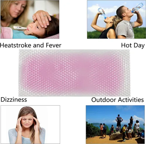 Vista 3 de 40 hojas de parches de gel refrescante para la fiebre, tiras refrescantes para la frente, láminas de gel refrescante para aliviar el dolor