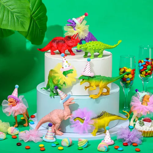 Vista 3 de Weysat 27 piezas de decoración de pastel de dinosaurio para fiesta