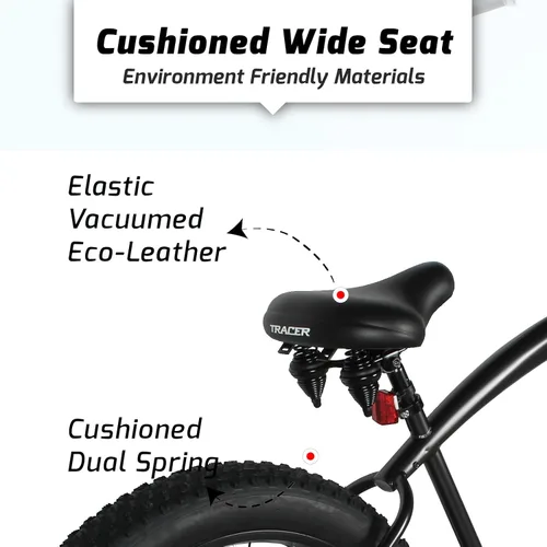 Vista 6 de Tracer Avalon Beach Cruiser Bike para adultos, ruedas de 26/29 pulgadas, neumático de grasa 3.0/4.0, velocidad 1/7, bicicleta de crucero completa.
