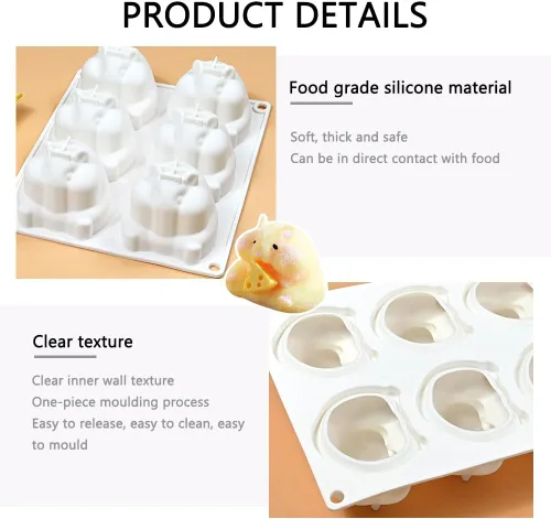 Vista 4 de Molde de silicona 3D para pastel de mousse, molde de silicona con forma de animal de hámster, 6 cavidades, molde de silicona flexible de fácil