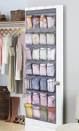 Vista 7 de MISSLO Organizador de zapatos colgante con 28 bolsillos grandes y 28 bolsillos grandes para colgar zapatos, puerta, zapatillas, organizador