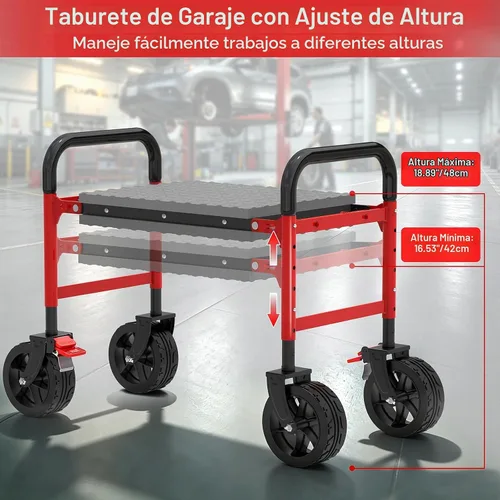 Vista 5 de NIUXX Taburete mecánico de servicio pesado: ruedas de 5 "ruedan suavemente