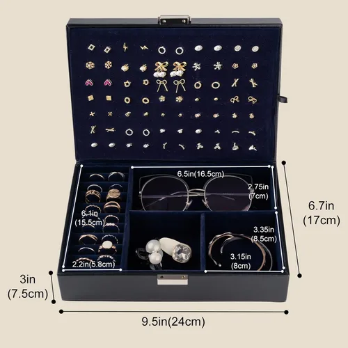 Vista 2 de ProCase Joyero organizador para mujeres y niñas, caja de joyería mejorada con 8 bolsas adicionales libres de deslustre, contenedor de almacenamiento