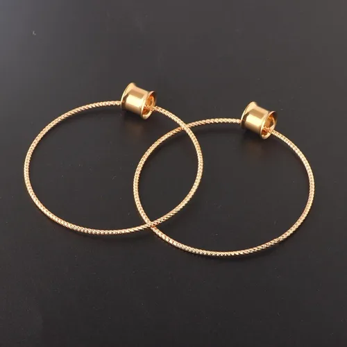 Vista 6 de Aretes de calibre para mujer, dilatadores de oreja colgantes con aro grande, de acero inoxidable, 2