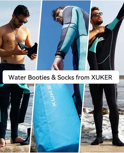 Vista 6 de XUKER Botas de buceo de neopreno de 0.079 pulgadas, botines de neopreno para hombres y mujeres, zapatos de agua con suela antideslizante, zapatos