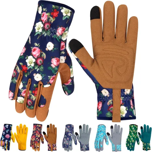 Vista 40 de Guantes de Jardinería de Cuero MERTURN para Mujeres, Guantes de Jardín a Prueba de Espinas, Guantes de Trabajo Compatibles con Pantalla Táctil