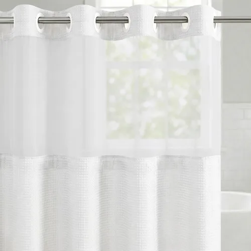 Vista 7 de Americanflat 71x74 Cortina de Ducha Sólida Negra - Cortina de Ducha Larga Resistente al Agua con Ojales de Metal Duraderos y 12 Ganchos - 100%