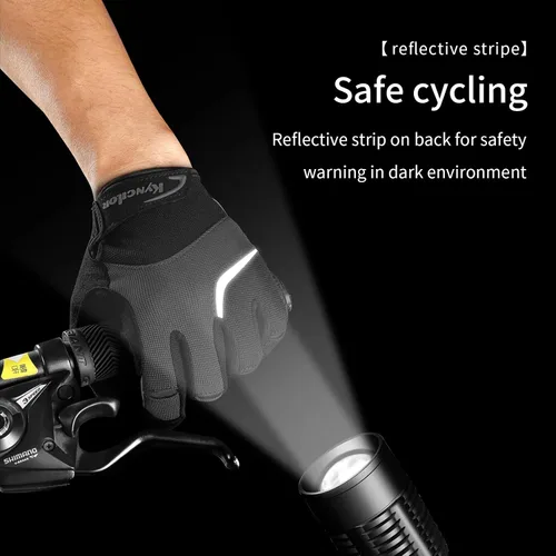 Vista 7 de KynciLOR Guantes de ciclismo para mujer y hombre, guantes de ciclismo con dedos para pantalla táctil y almohadillas de palma con silicona