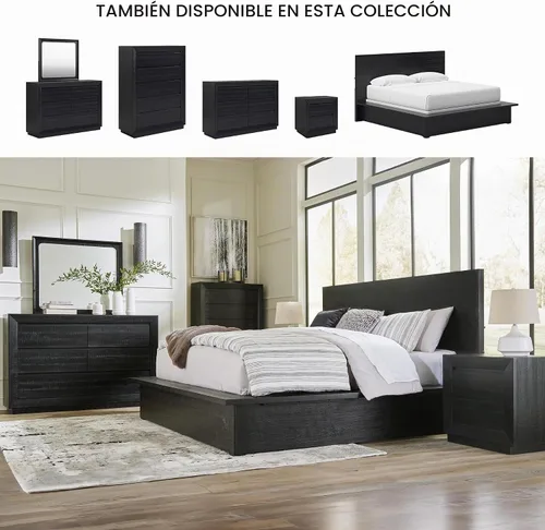 Vista 6 de Diseño de firma por Ashley Londer Mesita de noche casual con puertos USB, negro