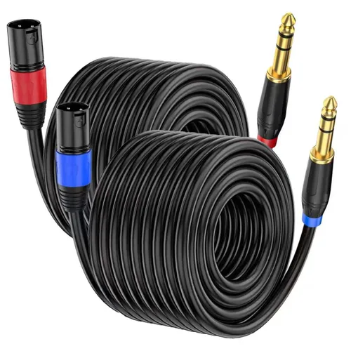 Vista 17 de Pack de 2 Cables XLR Hembra a 1/4 Pulgada 6,35 mm TRS Mono Jack para Micrófono Dinámico, 1,6 Pies, Negro, Cable de Micrófono XLR Hembra Equilibrado