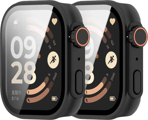 Vista 10 de FitTurn Funda protectora de pantalla compatible con Redmi Watch 6 Watch con funda de vidrio templado HD, marco de color [cobertura completa 3D]