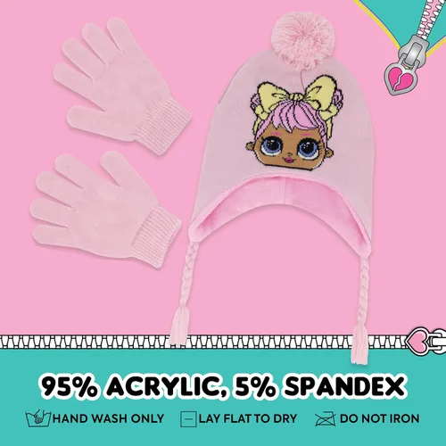 Vista 6 de L.O.L. Surprise - Conjunto de gorro y guantes, gorro de invierno de punto para niños