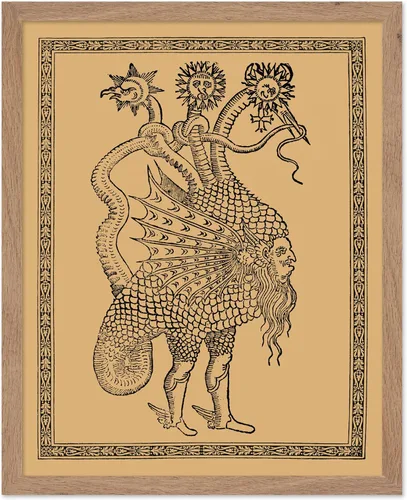 Vista 62 de Poster Master Póster vintage, estampado retro de león verde devorando el sol, arte hermético, arte de mitología, regalo para hombres y mujeres