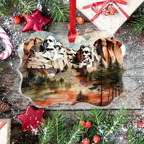 Vista 3 de Mount Rushmore - Adorno conmemorativo nacional para árbol de Navidad, paisajes naturales en Estados Unidos, suministros de fiesta de Navidad, regalo