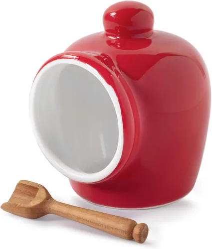Vista 7 de Wm Bartleet & Sons - Cerdo de sal tradicional de porcelana con cuchara de madera para servir, color azul