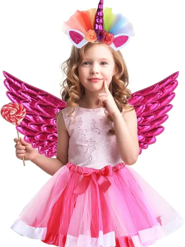 Vista 6 de Baby Girls Fairy Costume Fancy Dress Up Tulle Tutu Skirt Set for 3-8 Years Girls