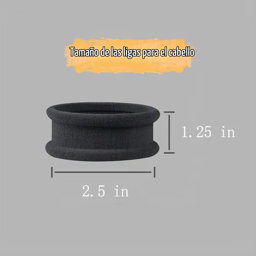 Vista 3 de Lazos gruesos sin costuras, bandas elásticas para el cabello, bandas elásticas para el cabello, bandas elásticas de algodón para cabello grueso