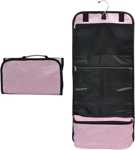 Vista 9 de NGIL Neceser colgante de viaje con purpurina para animadoras y equipos de baile, organizador de artículos de tocador y neceser para mujer, bolsa