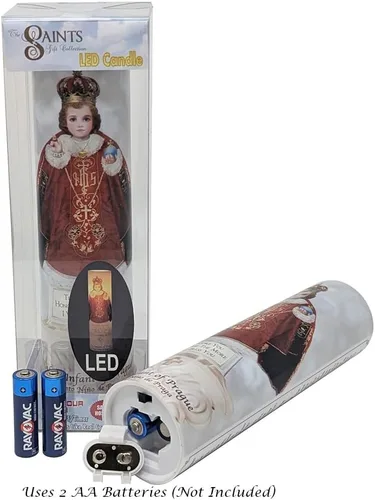 Vista 5 de Santo Niño de Praga, Vela LED sin llama de oración de devoción, The Saints Collection