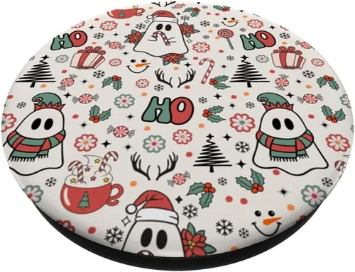 Vista 2 de Fantasma espeluznante lindo Navidad Ho Ho Merry Holiday Retro Pastel PopSockets PopSockets estándar PopGrip