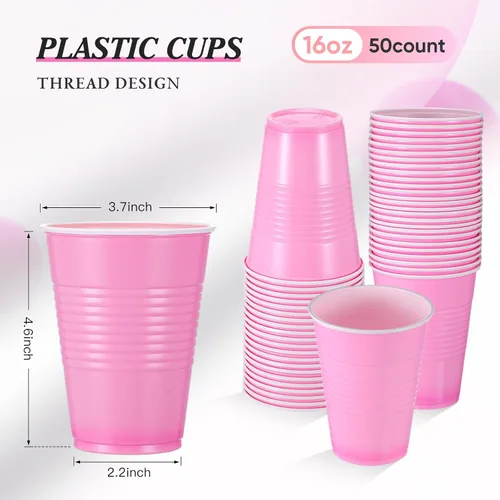 Vista 2 de Mifoci 50 vasos desechables de plástico de 16 onzas, vasos de plástico de graduación para bodas, fiestas de cumpleaños, picnic, barbacoas