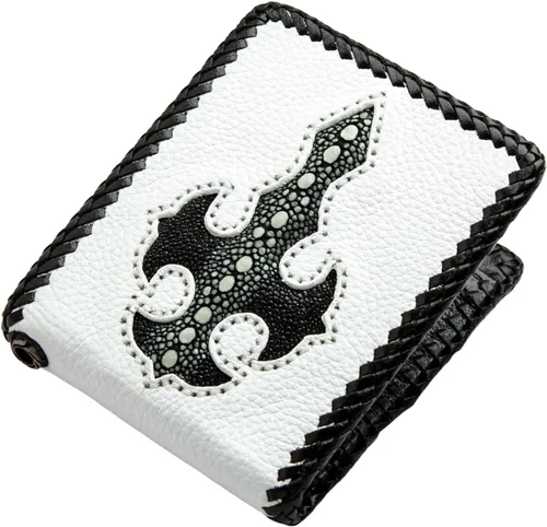 Vista 2 de White Stingray Skin - Cartera de motociclista para hombre talla M Blanco Cartera